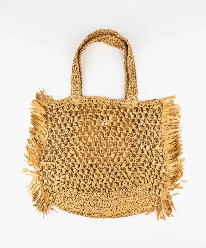 Bolso De Playa Paradiso Rafia Hecho A Mano