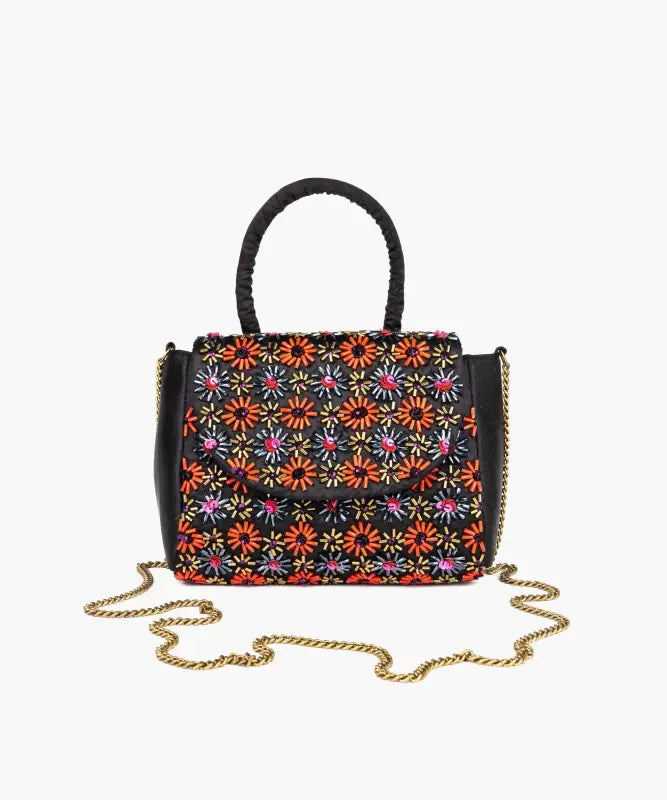 Cartera Bandolera Fiesta Mostacillas Flores