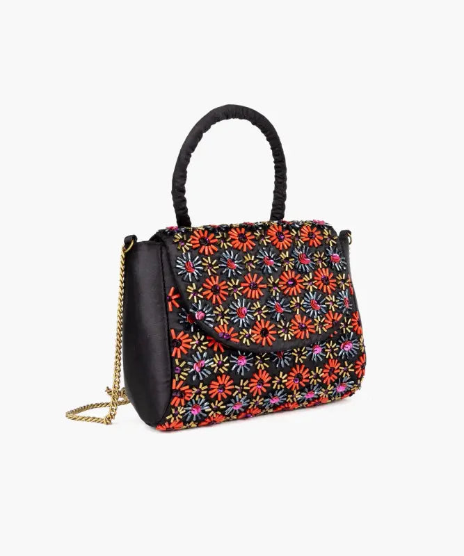 Cartera Bandolera Fiesta Mostacillas Flores