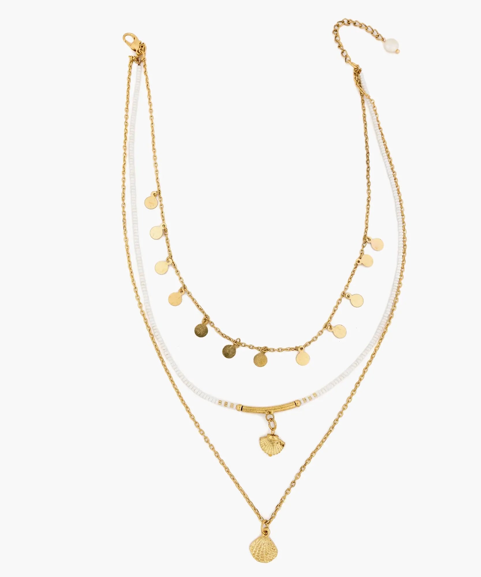 Collar Paradiso Moneda Y Conchitas