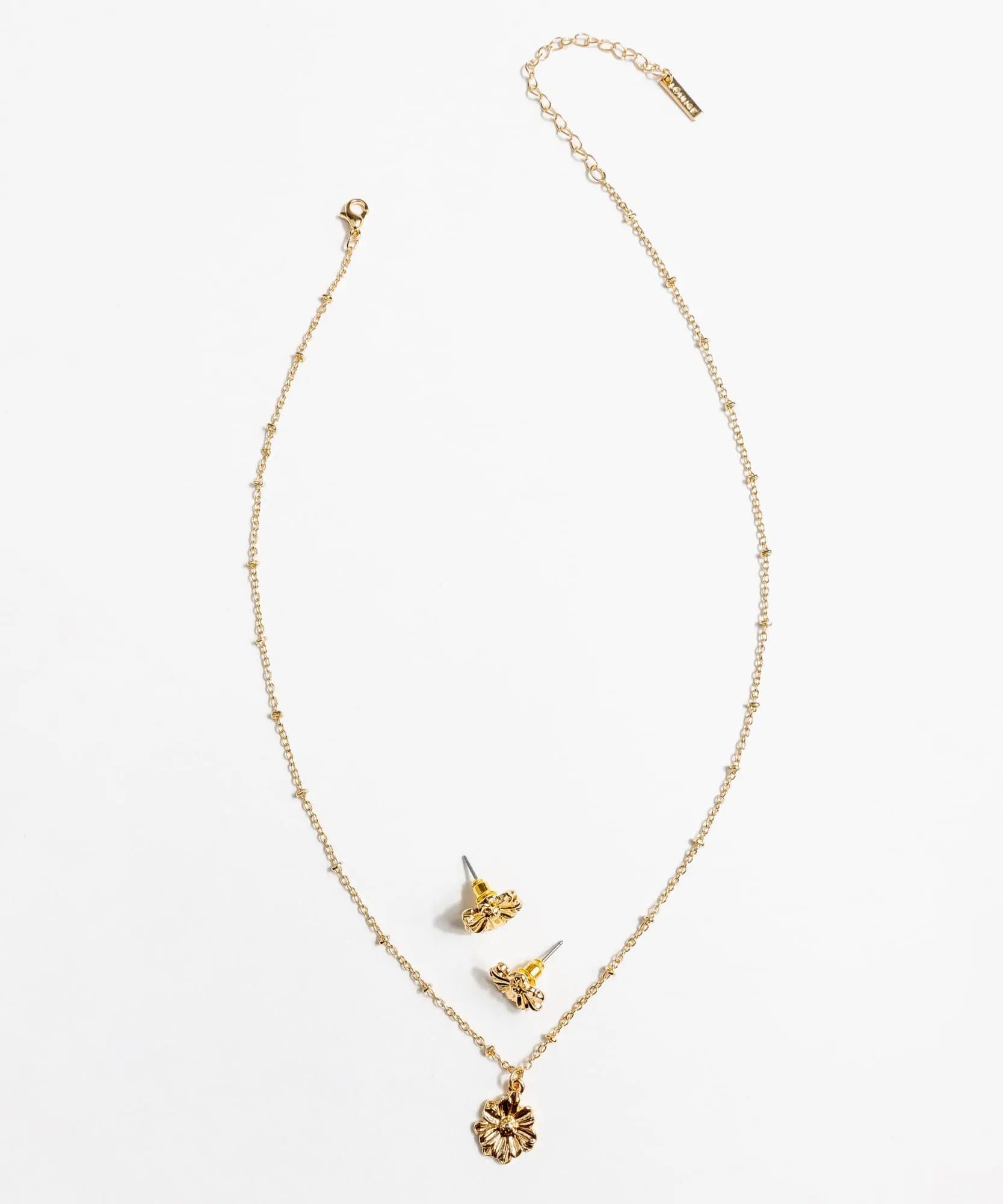 Set Collar Y Aros Charm Flor