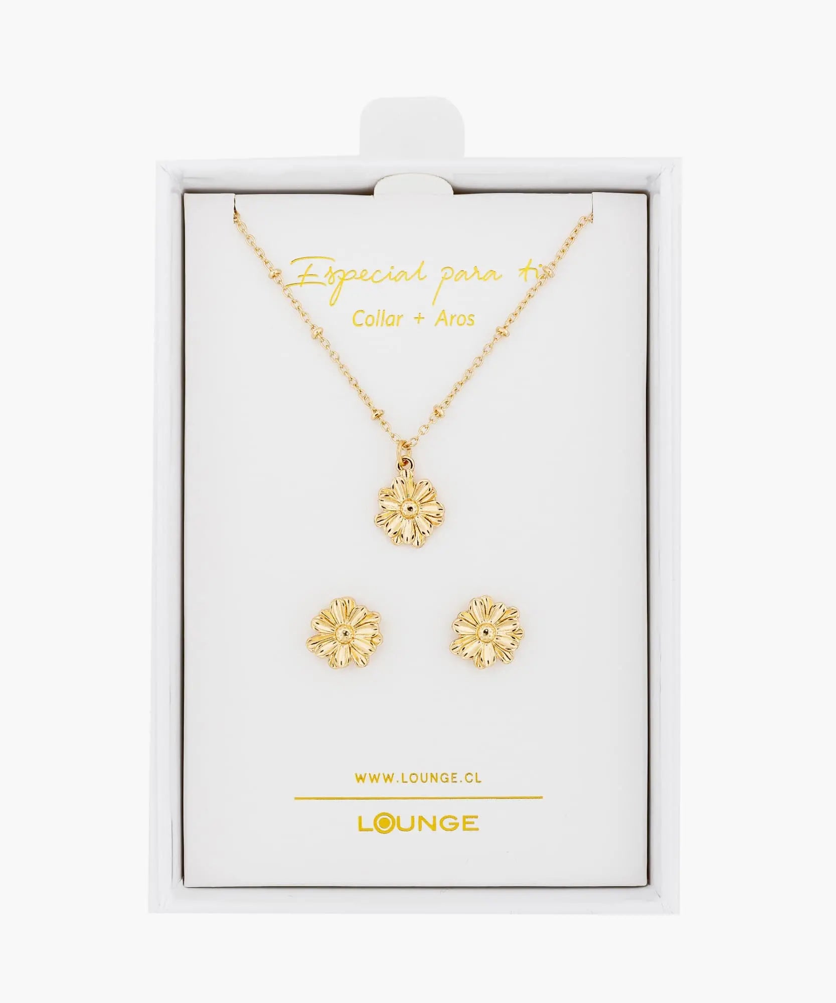 Set Collar Y Aros Charm Flor
