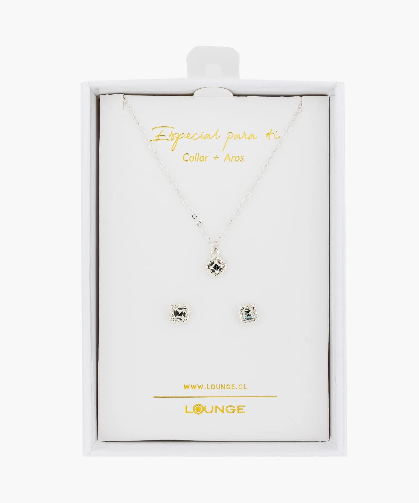 Set Collar Y Aros Punto De Luz Rombo