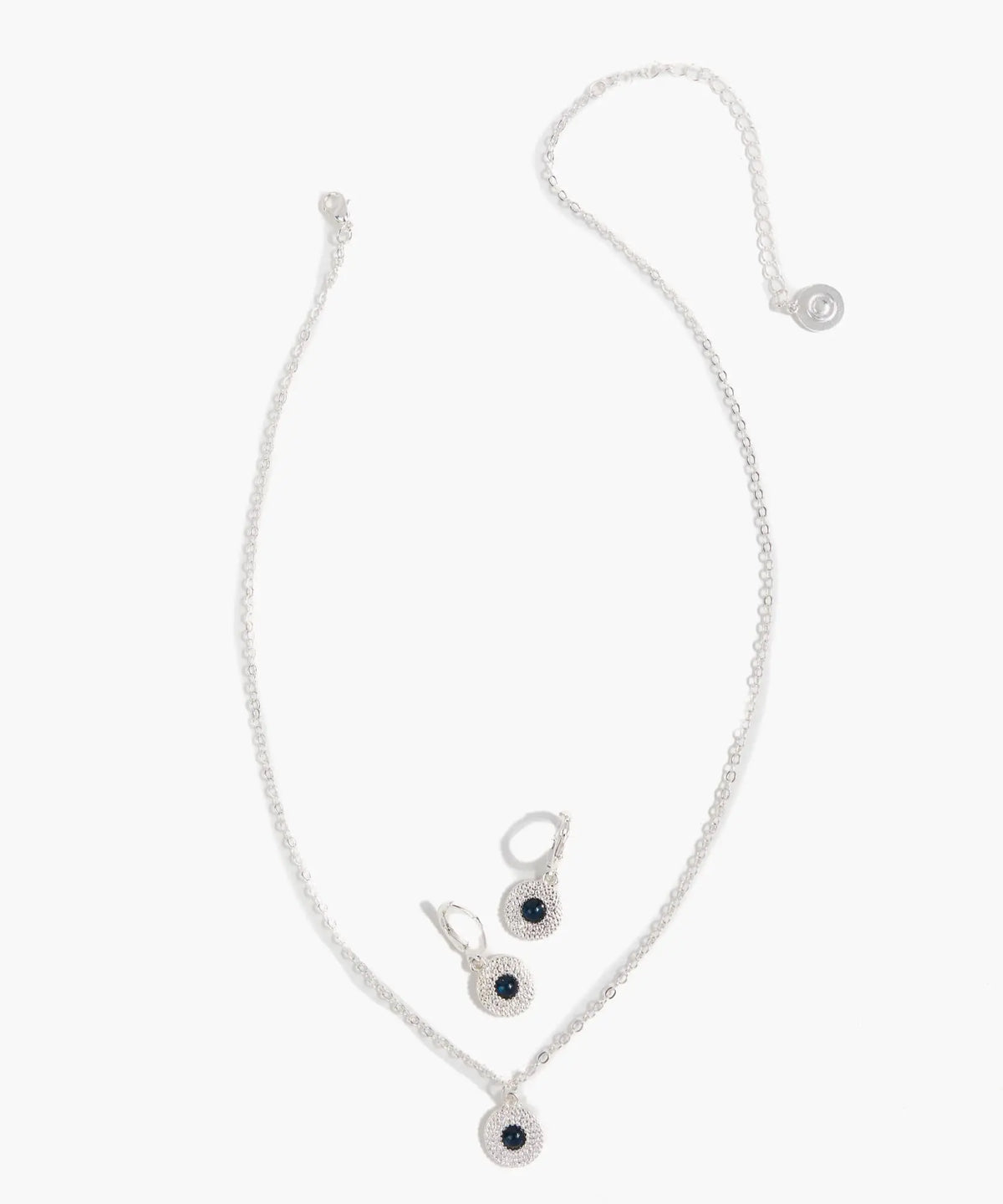 Set Collar Y Aros Con Piedra Azul