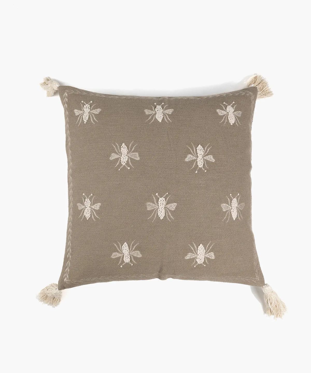 Cojín Algodón Abejas Bordadas