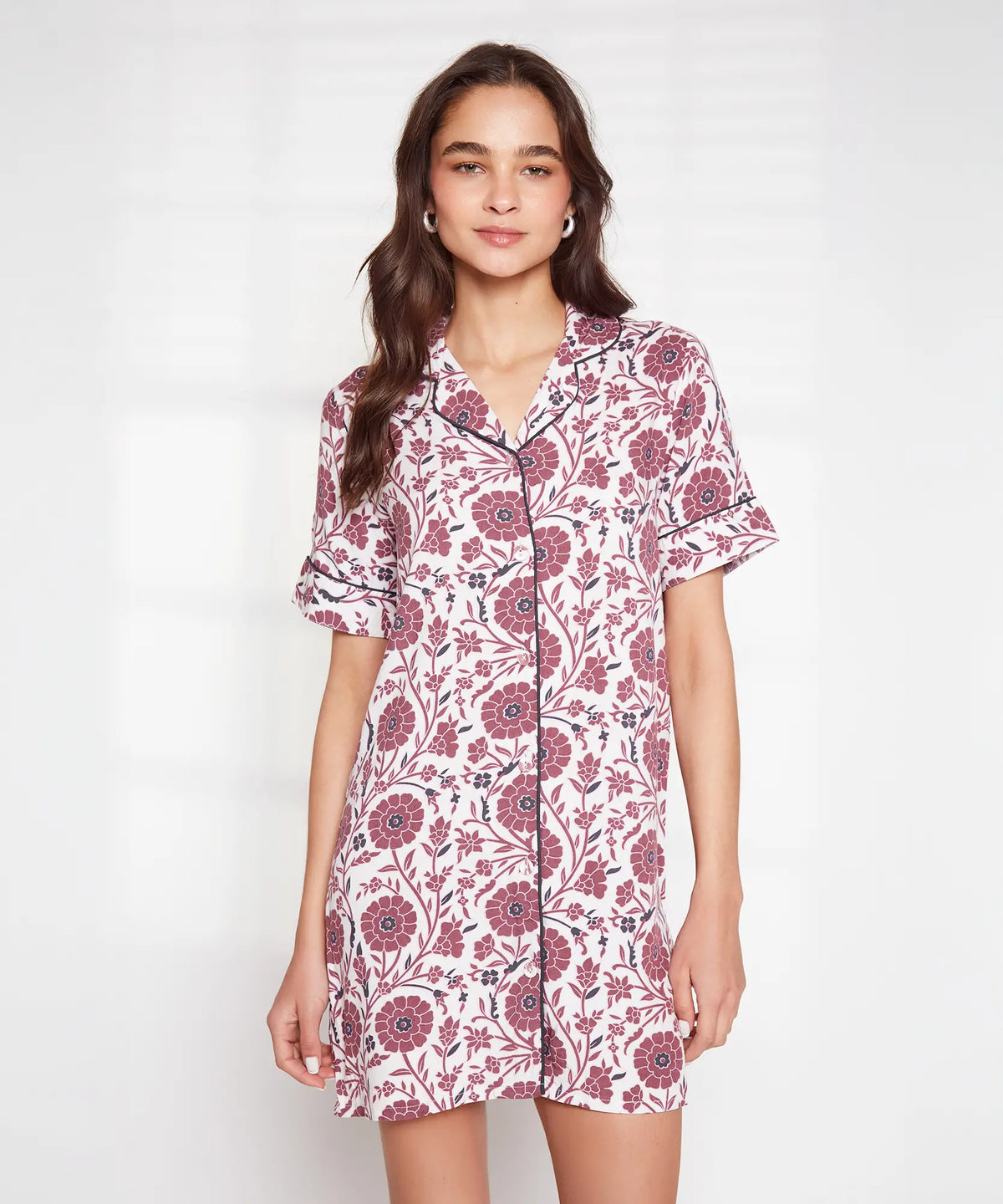 Camisa De Dormir Flores Y Hojas Dreamy