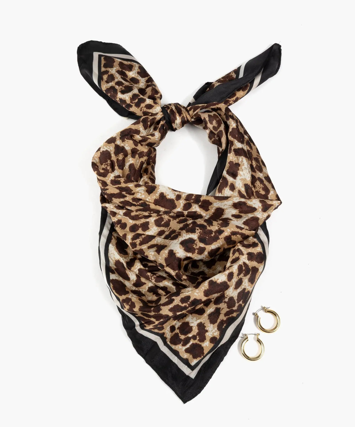 Set Pañuelo Y Aros Animal Print Satinado