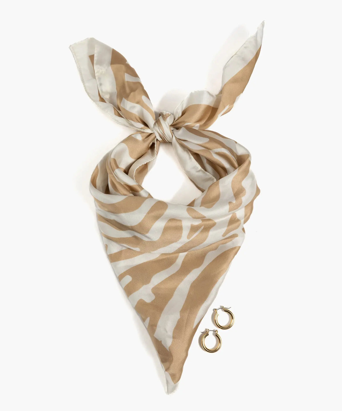 Set Pañuelo Y Aros Cebra Satinado
