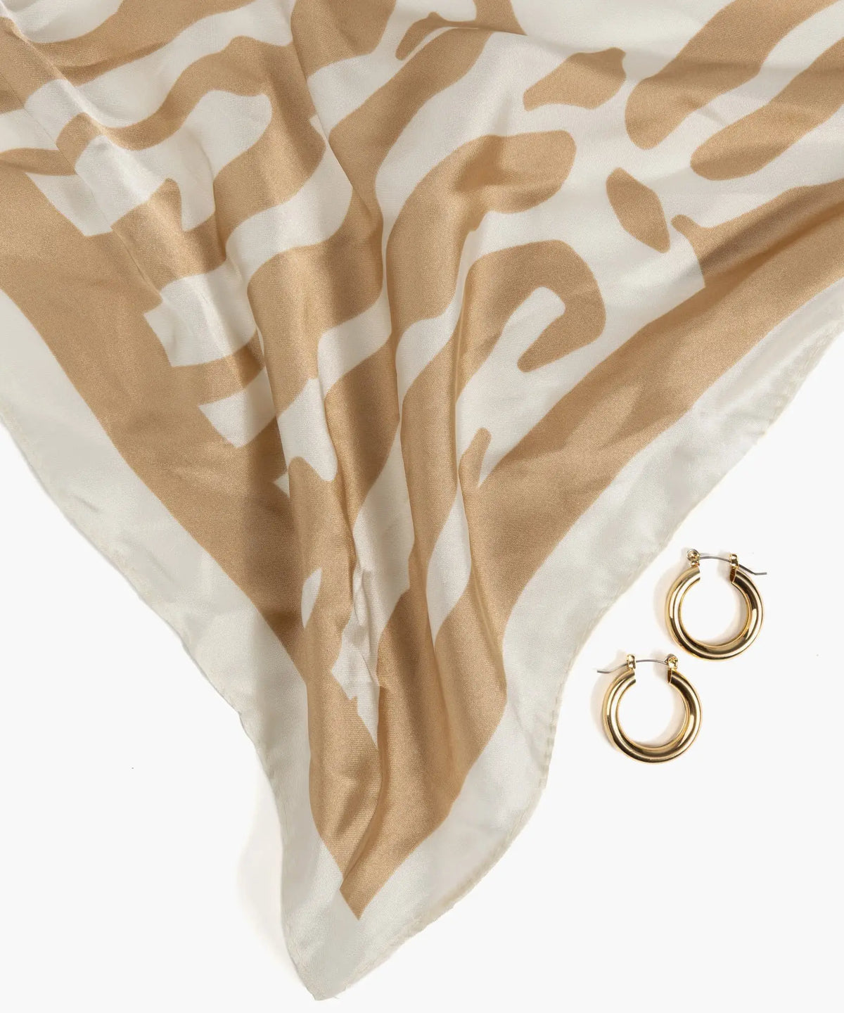 Set Pañuelo Y Aros Cebra Satinado