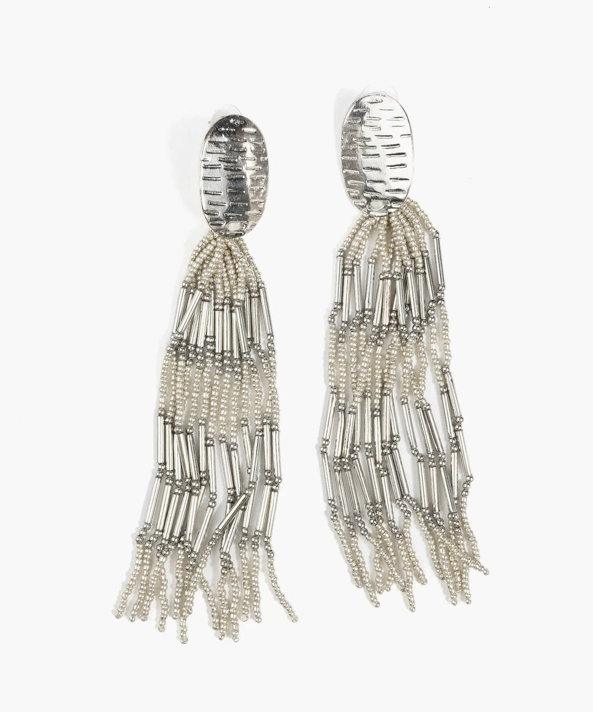 Aros Mostacillas Plateadas Fiesta