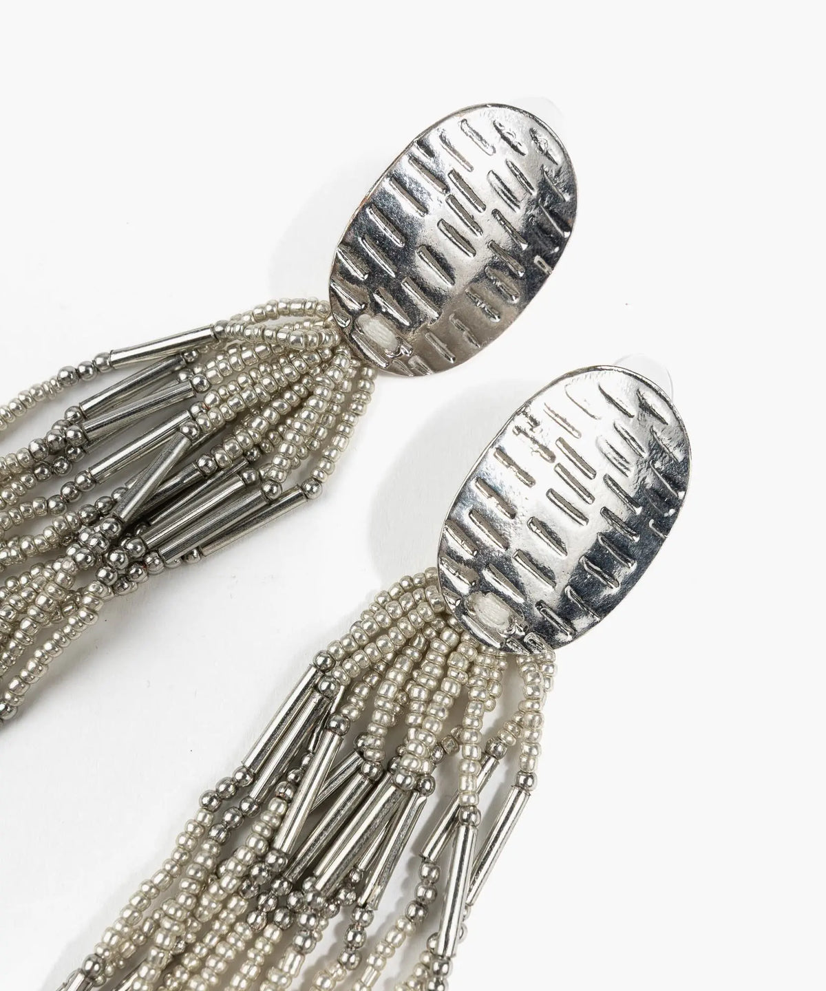 Aros Mostacillas Plateadas Fiesta