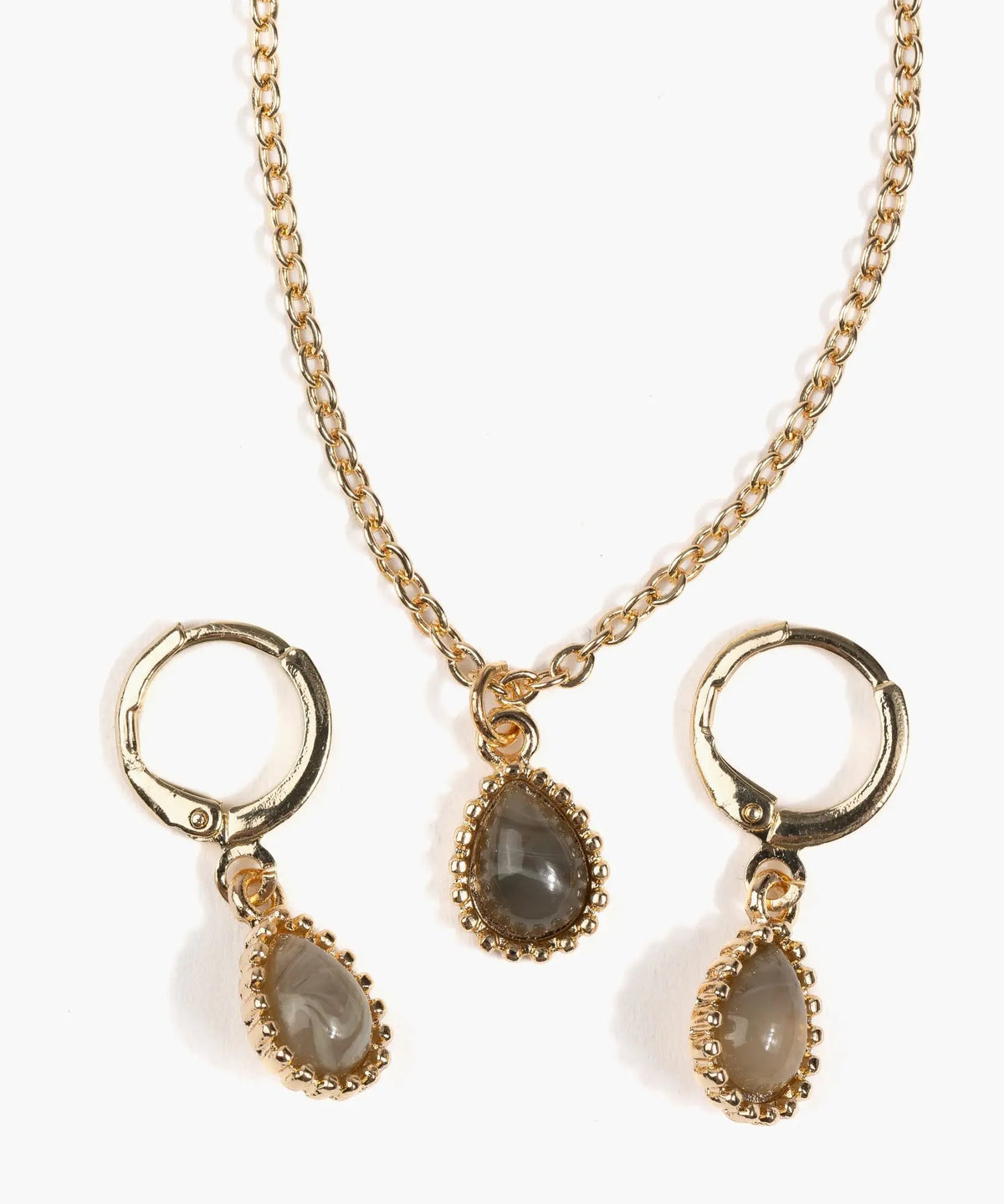 Set Collar Y Aros Color Piedra