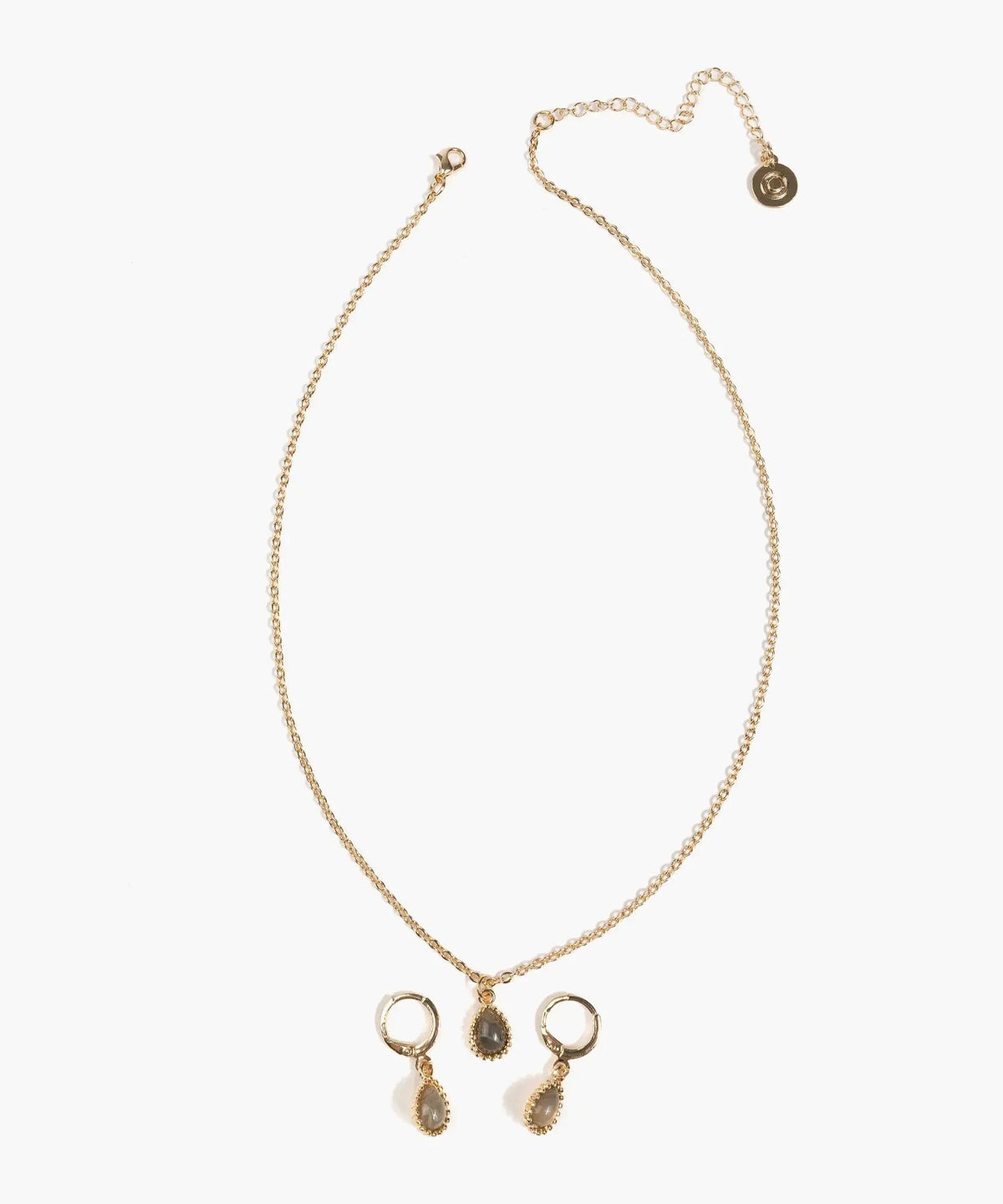 Set Collar Y Aros Color Piedra