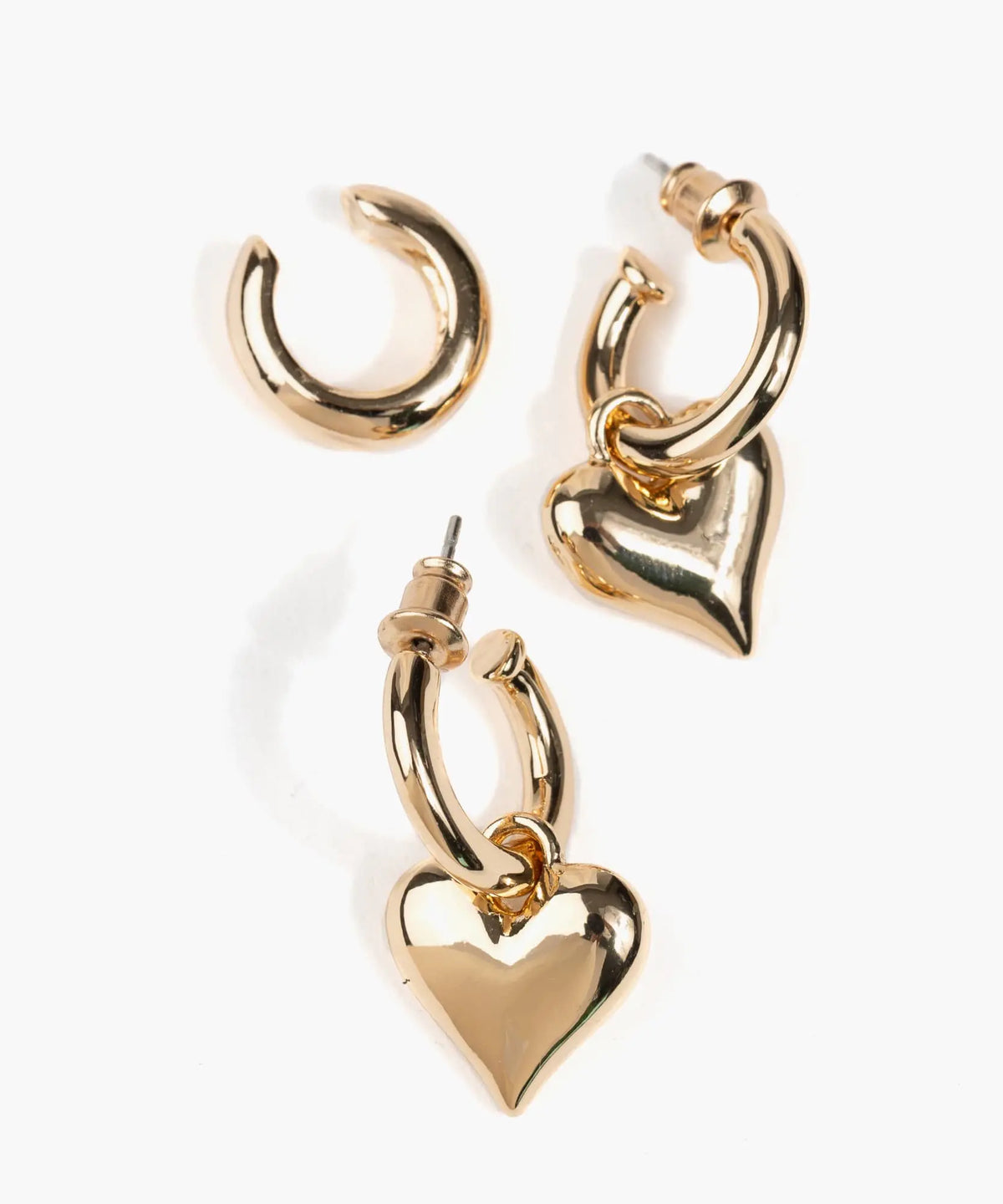 Set Aros Colgante Corazón Y Cuff