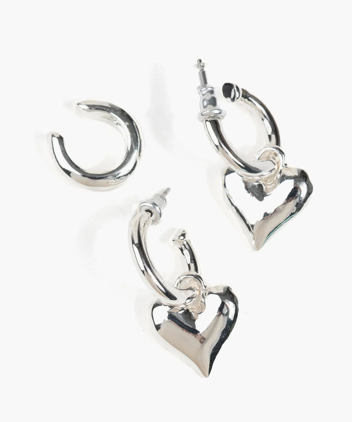 Set Aros Colgante Corazón Y Cuff