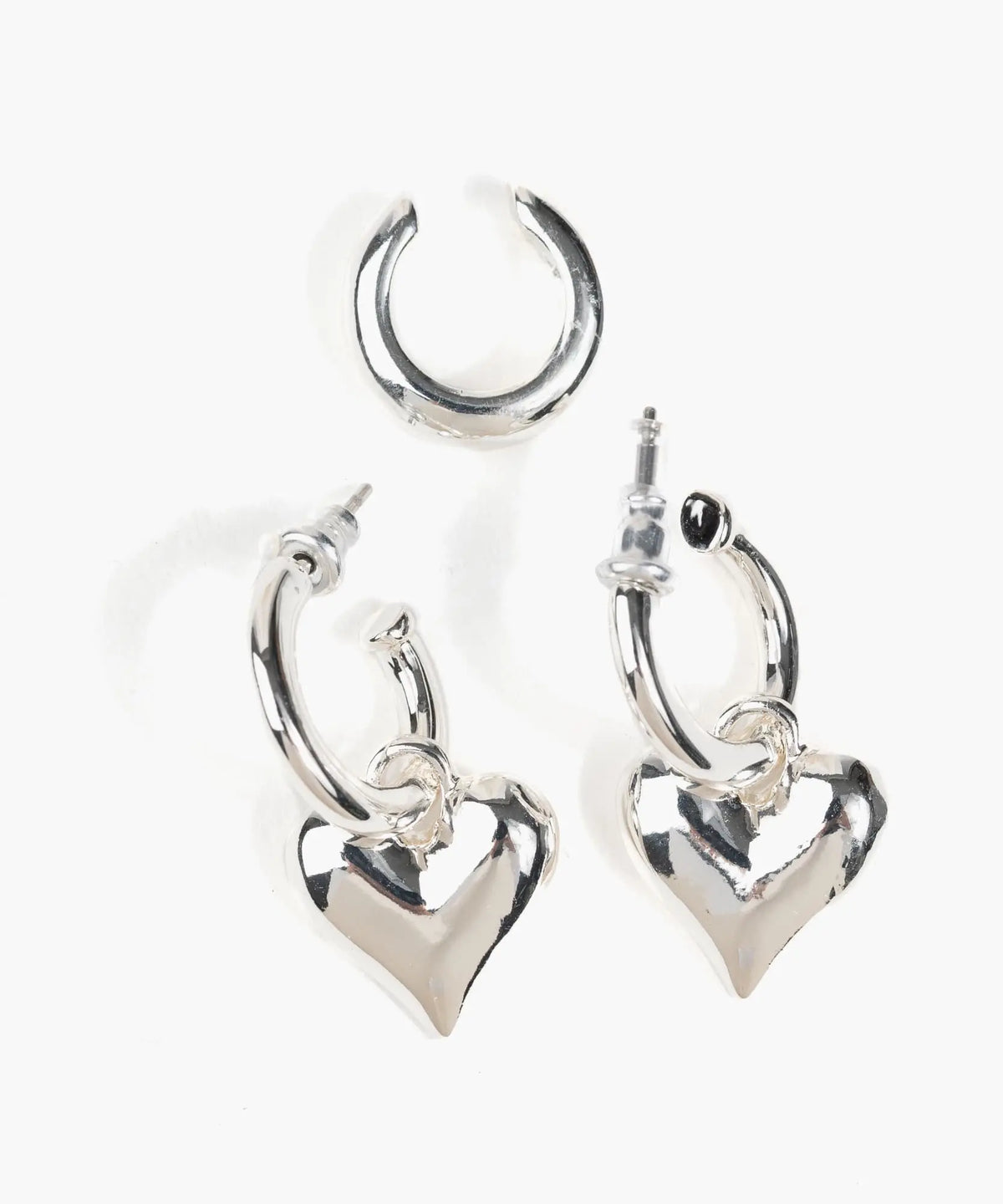 Set Aros Colgante Corazón Y Cuff