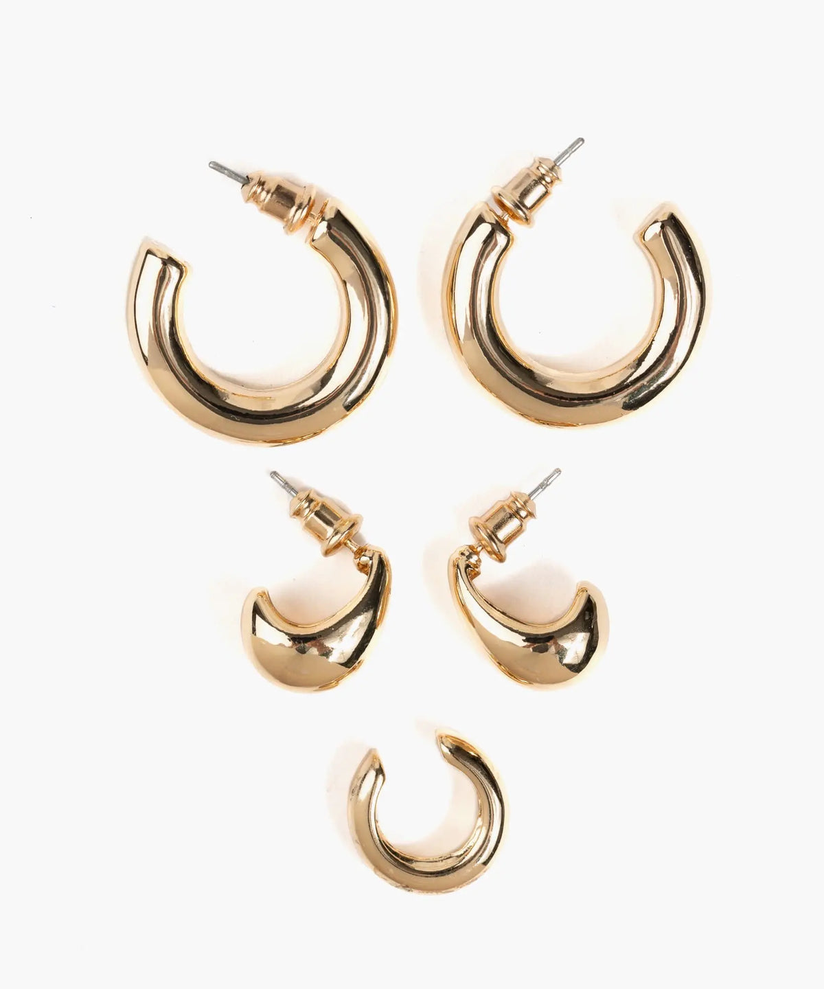 Set Aros Argollas Lisas Y Cuff