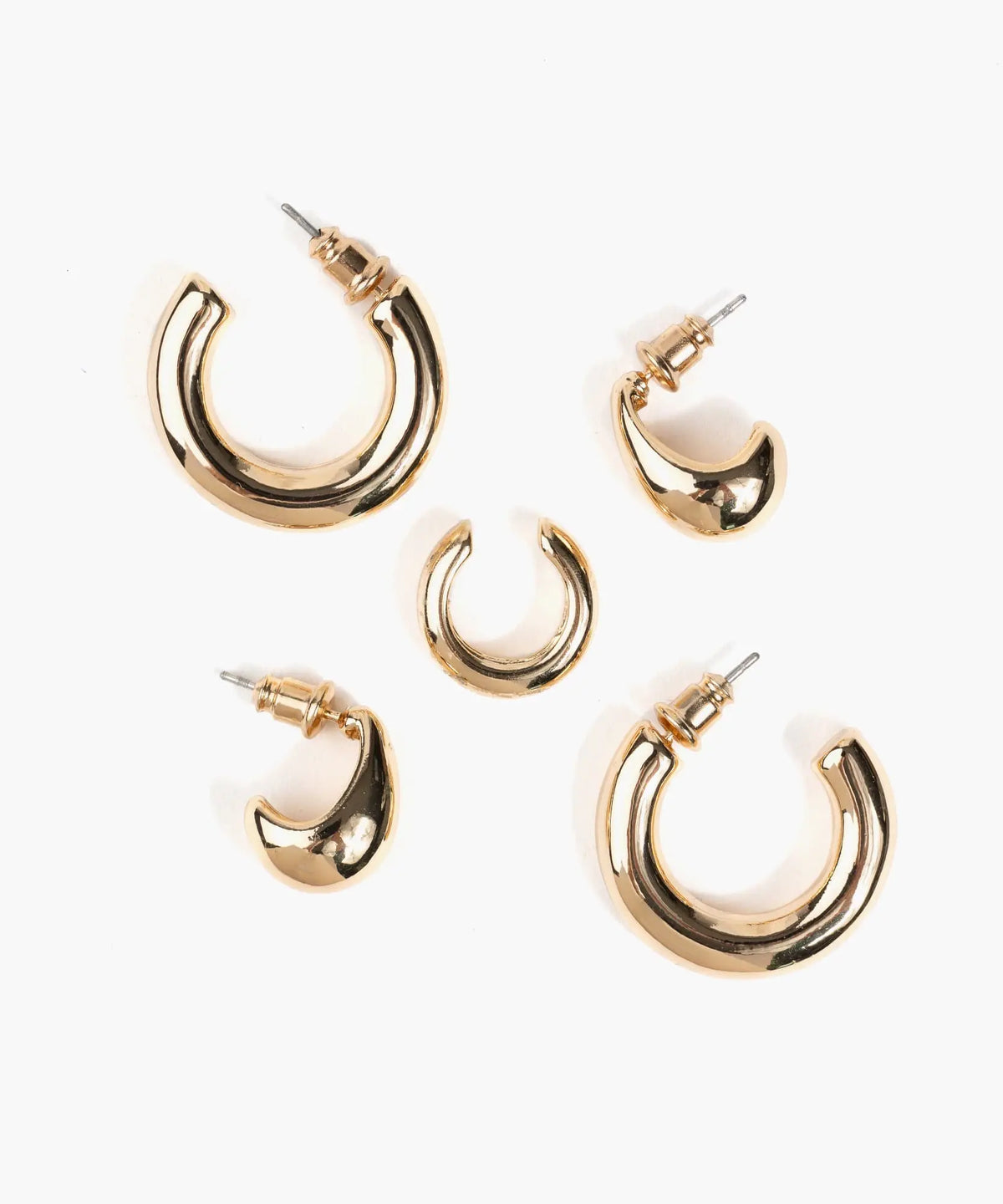 Set Aros Argollas Lisas Y Cuff