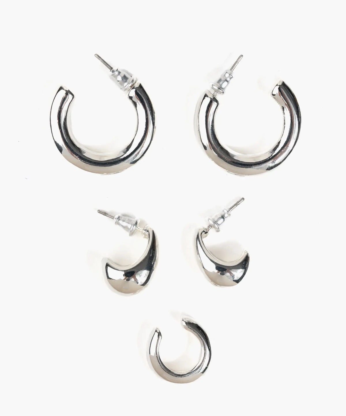 Set Aros Argollas Lisas Y Cuff