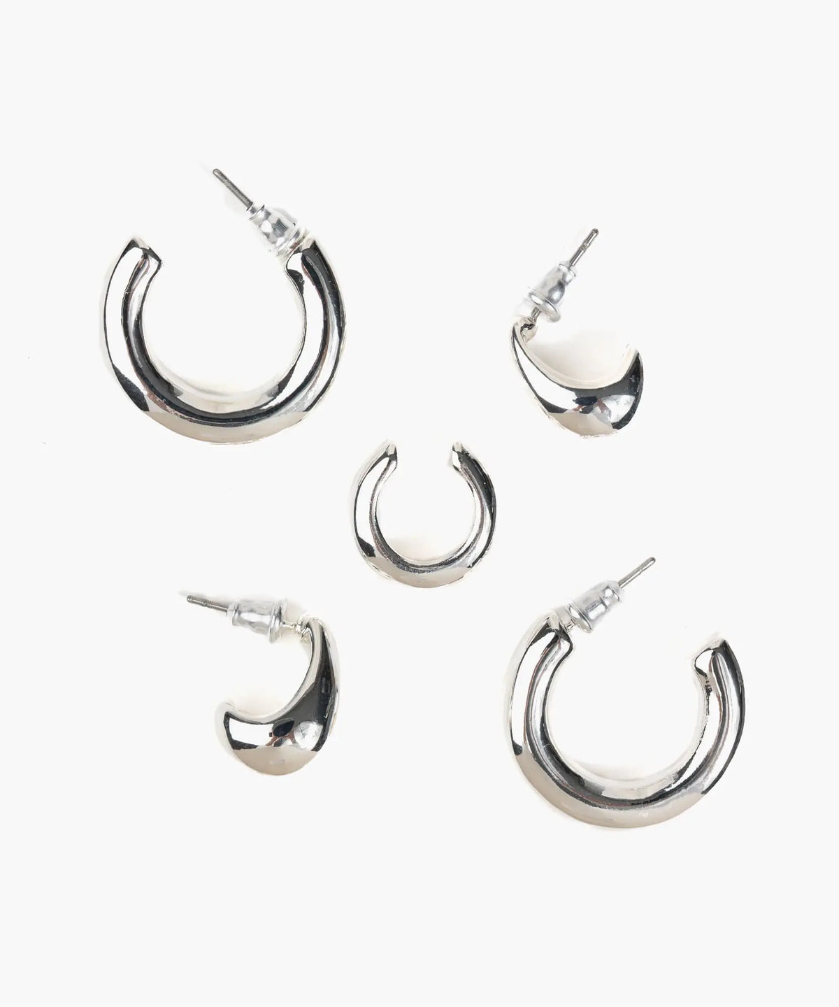 Set Aros Argollas Lisas Y Cuff