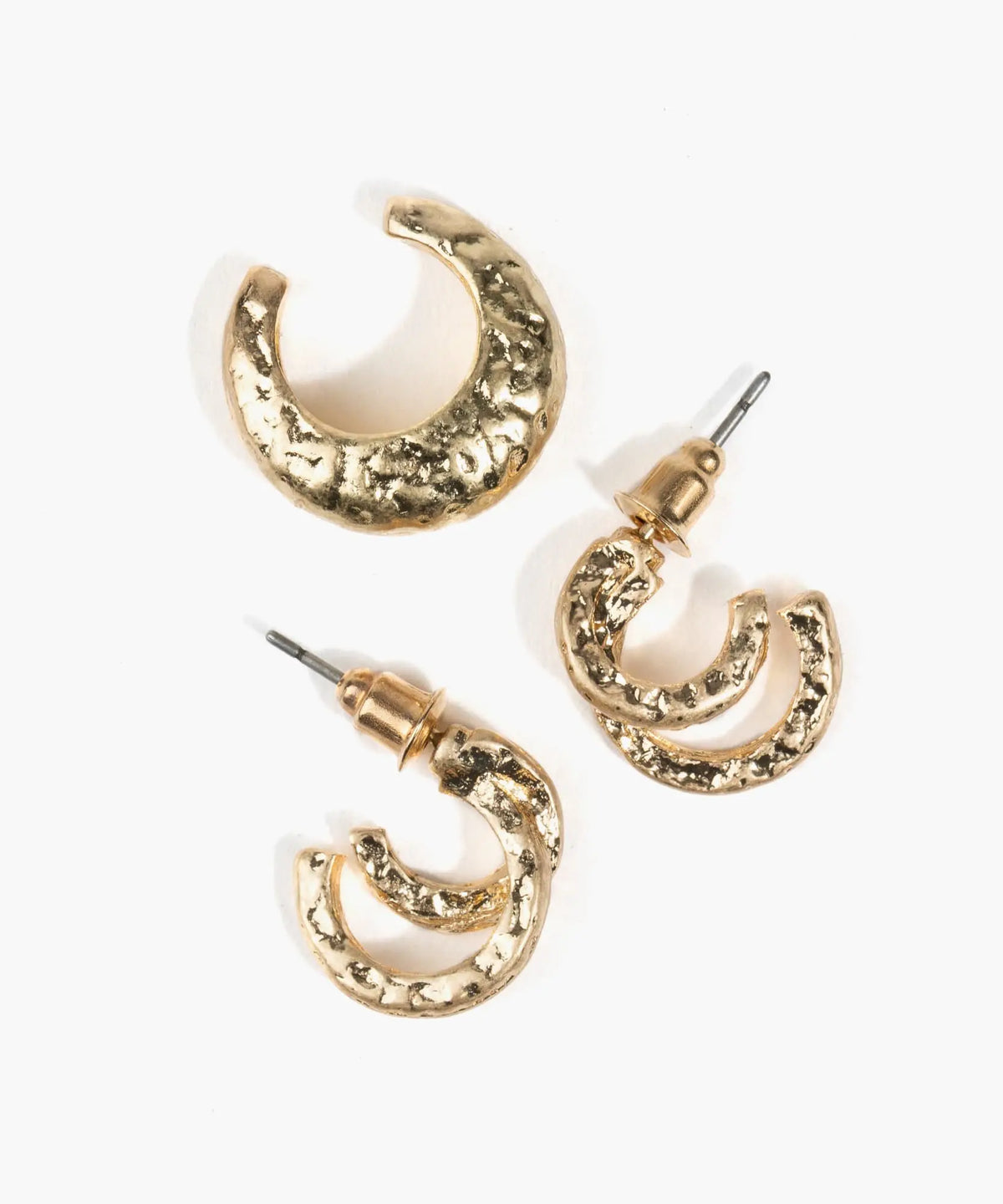 Set Aros Argollas Dobles Y Cuff