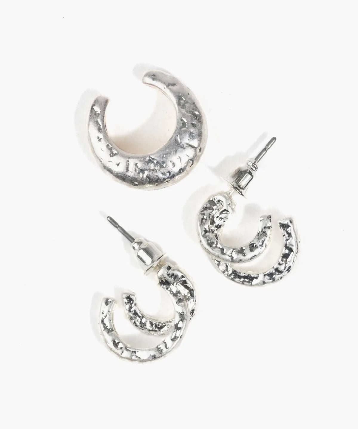 Set Aros Argollas Dobles Y Cuff