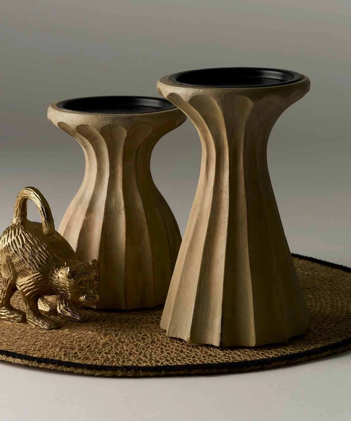 Candelabro Madera Blanca Boho