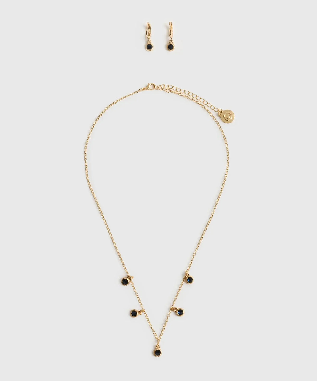 Set Collar Y Aros Punto De Luz Piedra