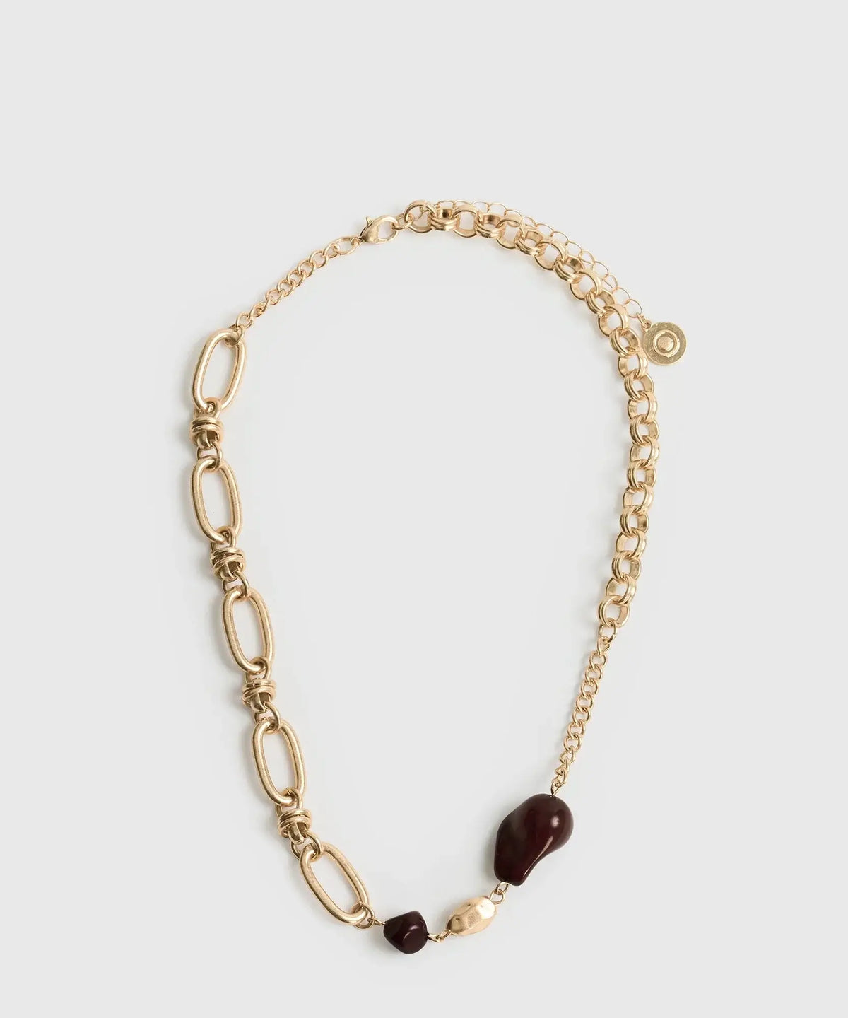 Collar Corto Boho de Lounge con cadena gruesa y piedras de diferentes tamaños.