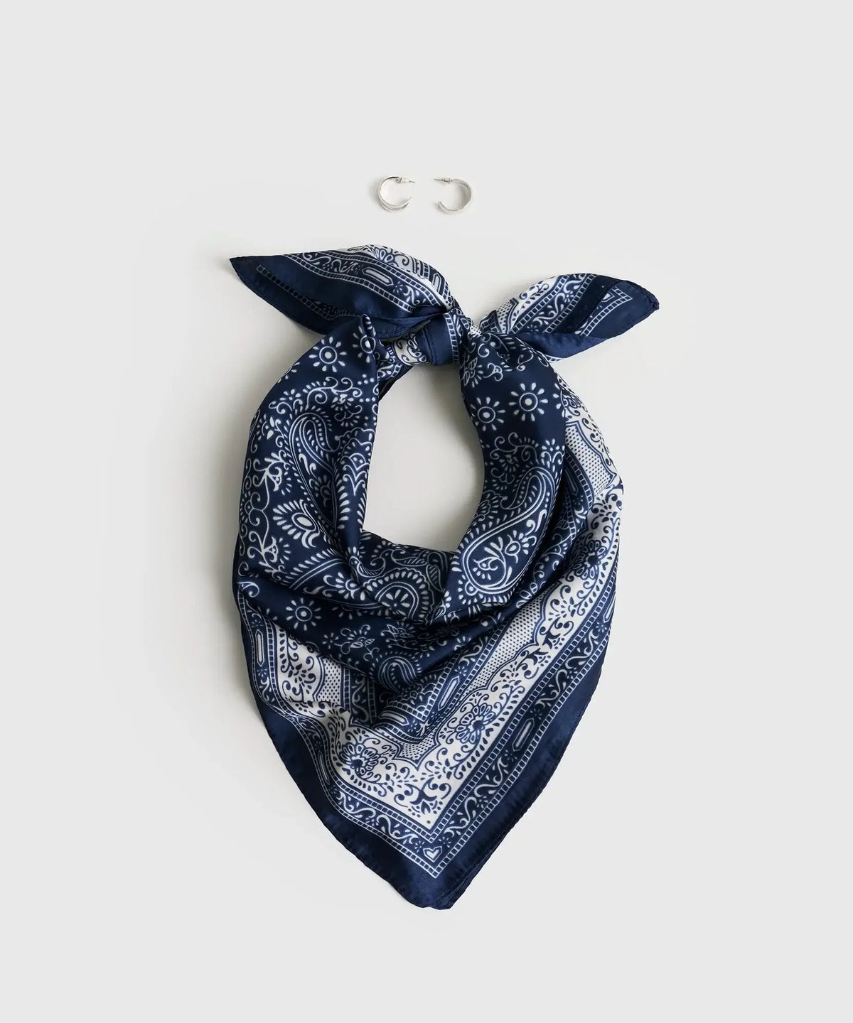 Set Pañuelo Y Aros Estampado Y Argollas Semiabiertas