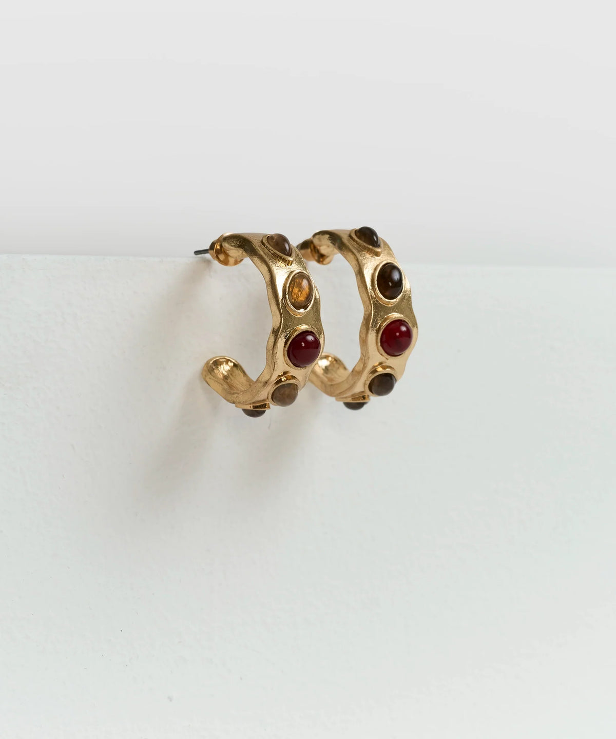 Aros Argollas Machacadas Piedras Boho