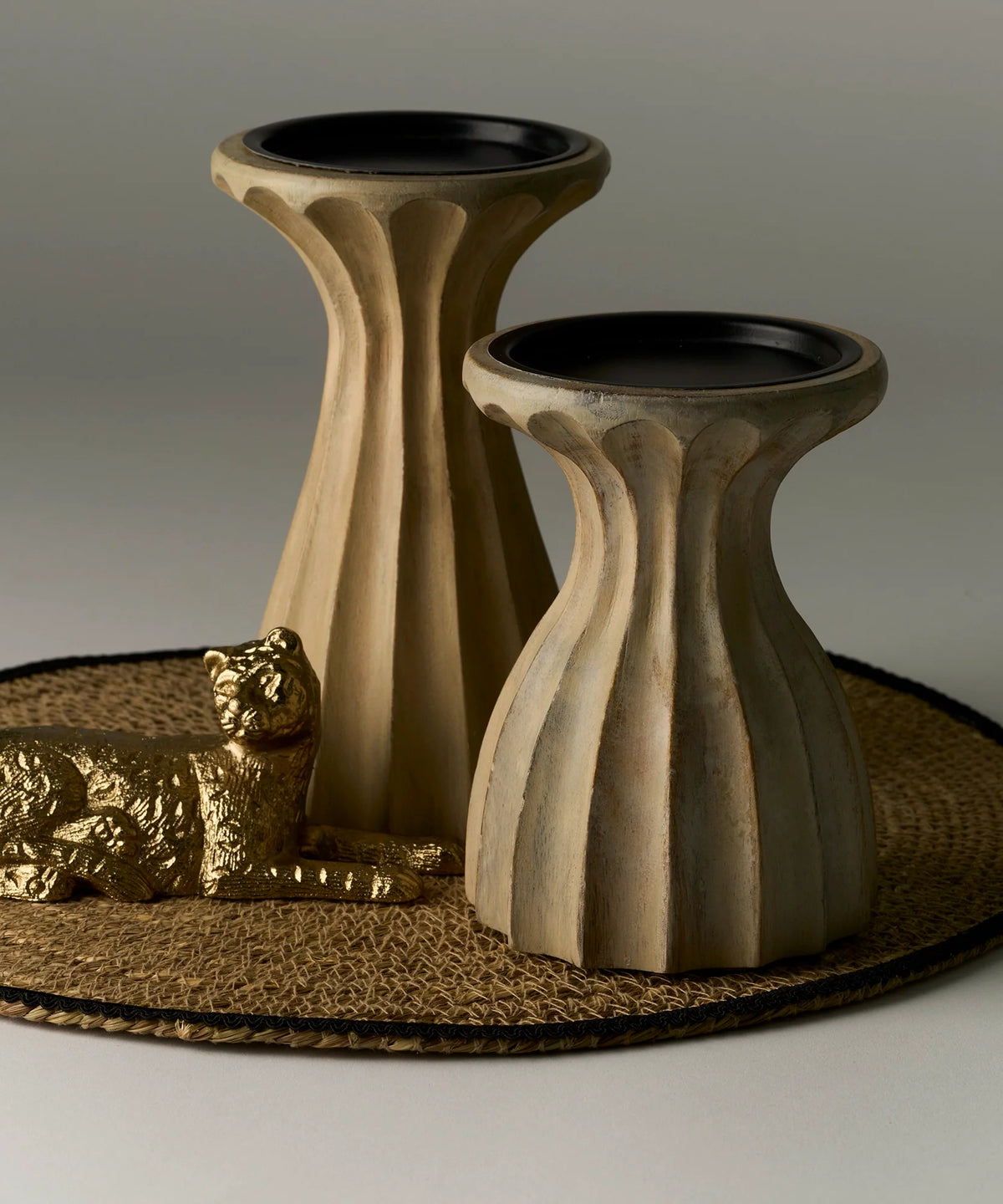 Candelabro Madera Blanca Boho