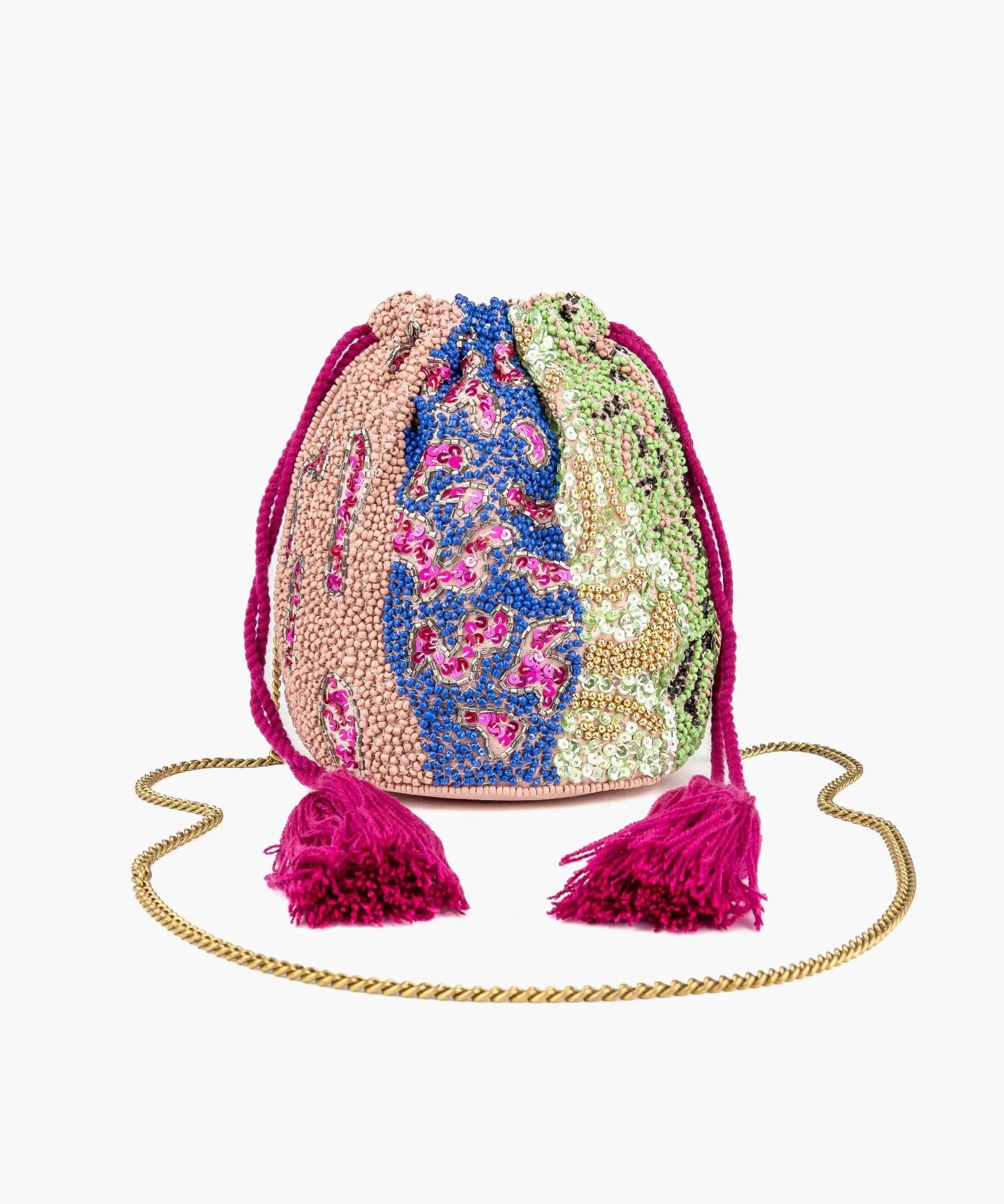 Cartera Bandolera Fiesta Mostacillas Colores Y Tassel