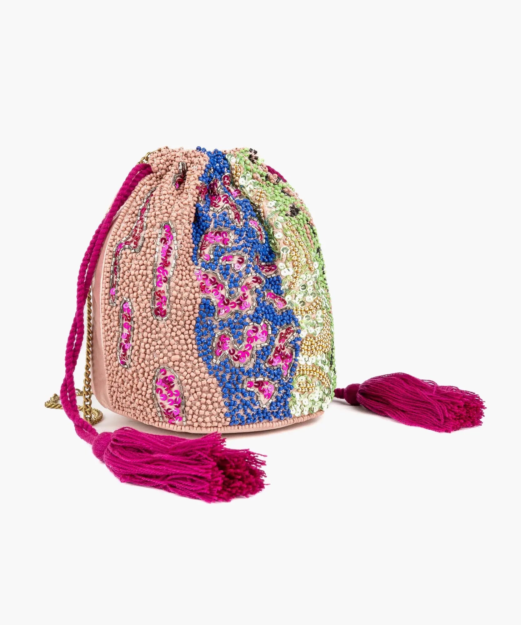 Cartera Bandolera Fiesta Mostacillas Colores Y Tassel