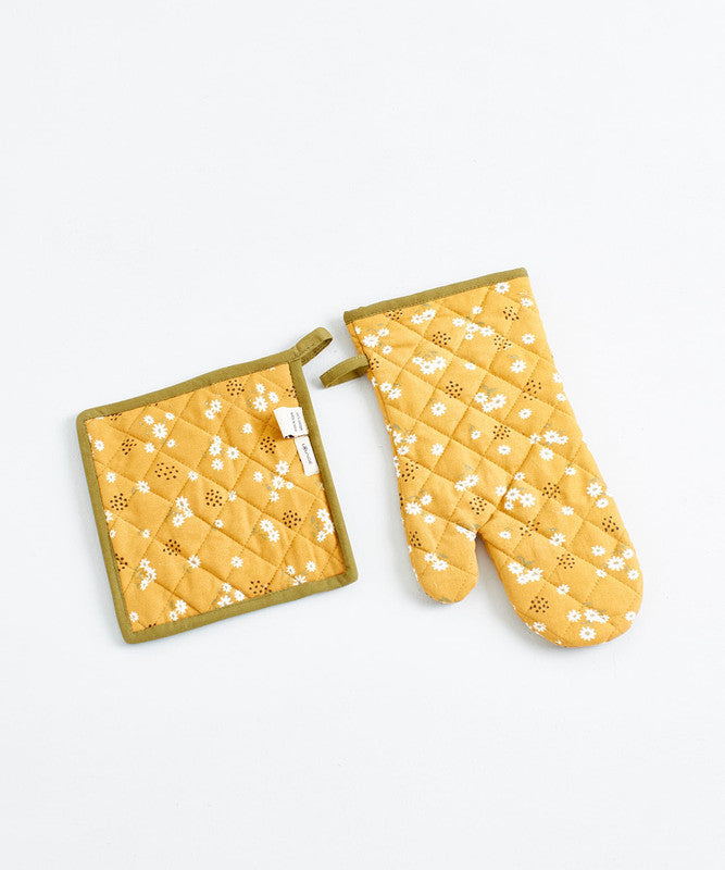 Set Guante Y Toma Olla Flores