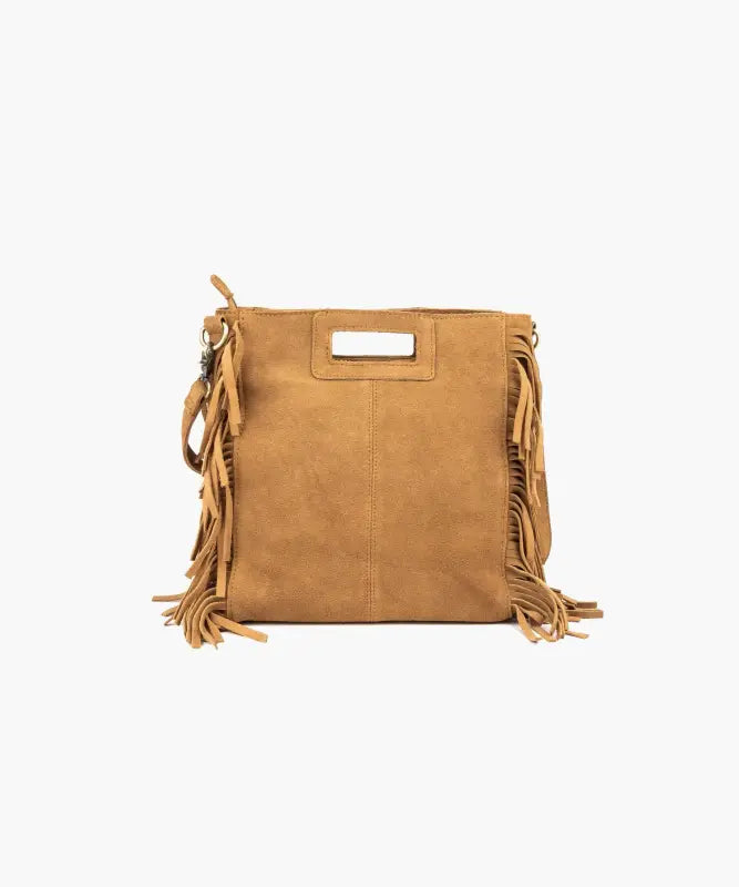 Cartera Gamuza Flecos Y Tachas