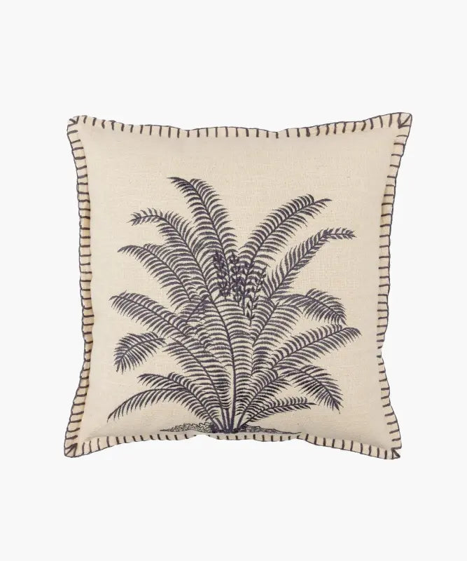 Funda Cojín Algodón Palmera Bordada