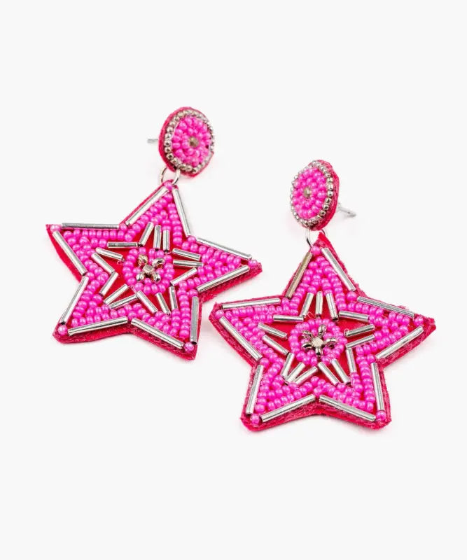 Aros Mostacillas Fucsia