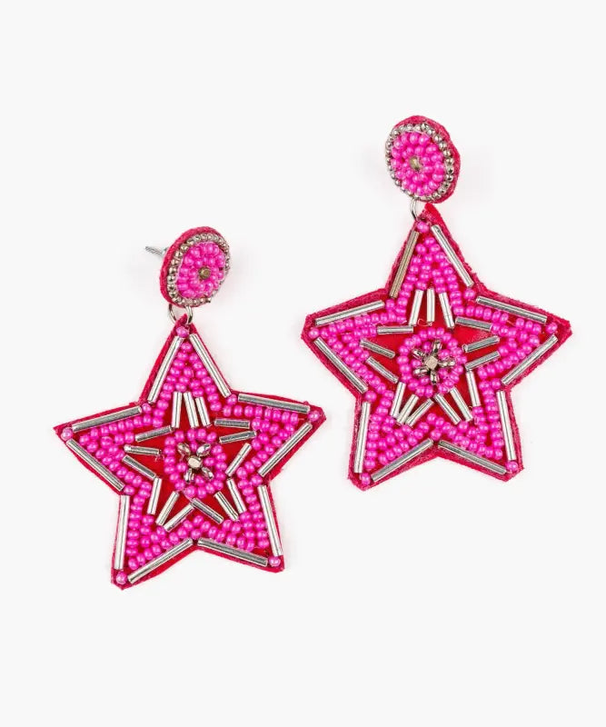 Aros Mostacillas Fucsia