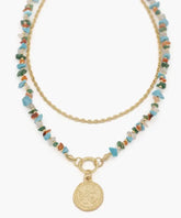 Collar Piedras Y Moneda