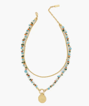 Collar Piedras Y Moneda