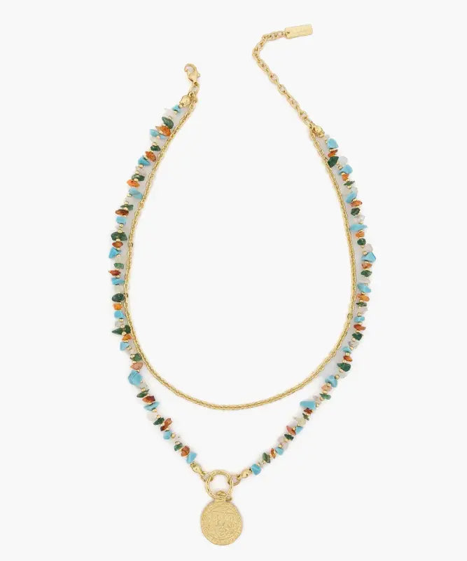 Collar Piedras Y Moneda