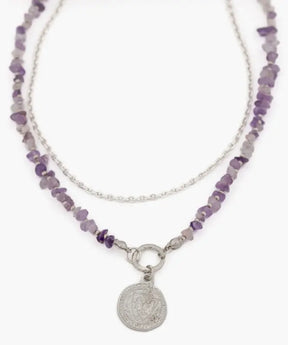 Collar Piedras Y Moneda
