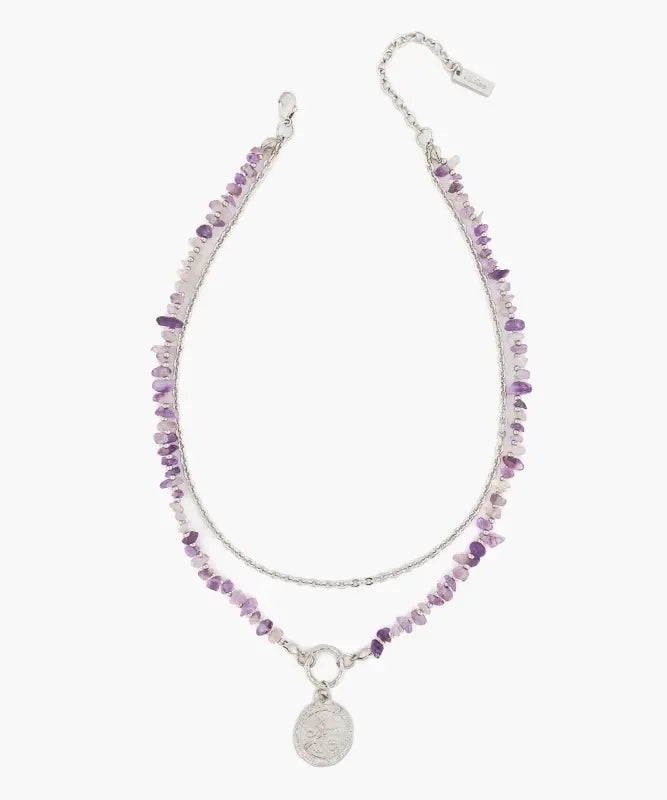 Collar Piedras Y Moneda