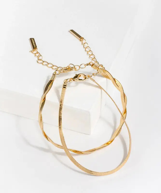 Set Pulseras Básica Y Trenzada