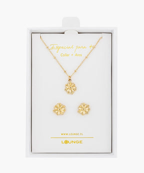 Set Collar Y Aros Charm Flor