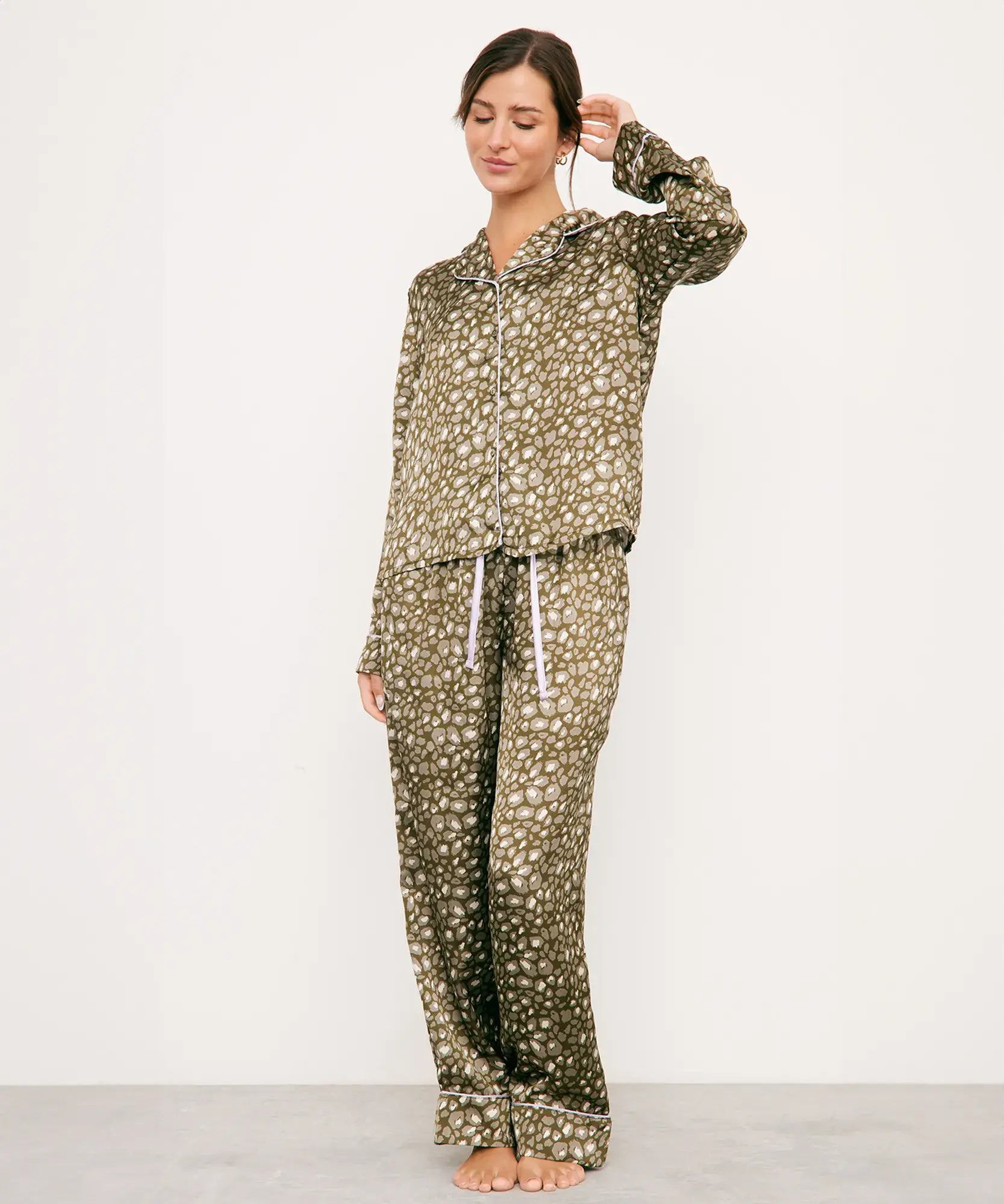 Set Pijama Largo Satinado Animal Print