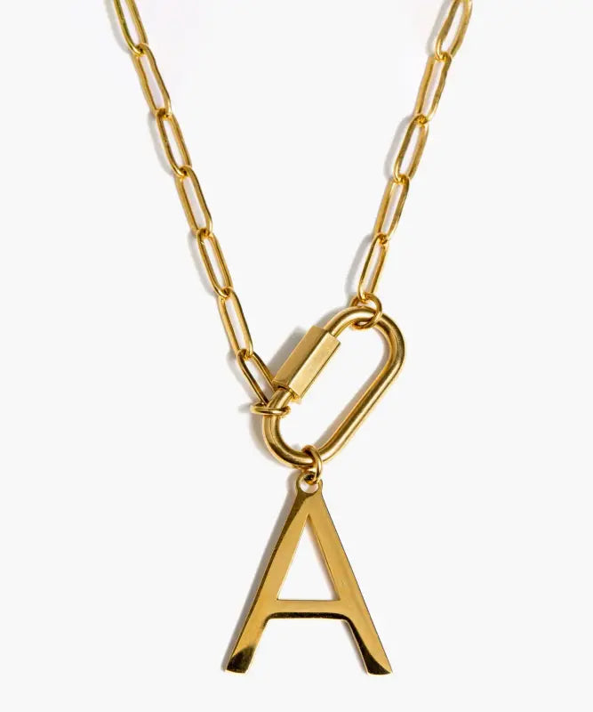 Collar Broche Letra - Dorado / A
