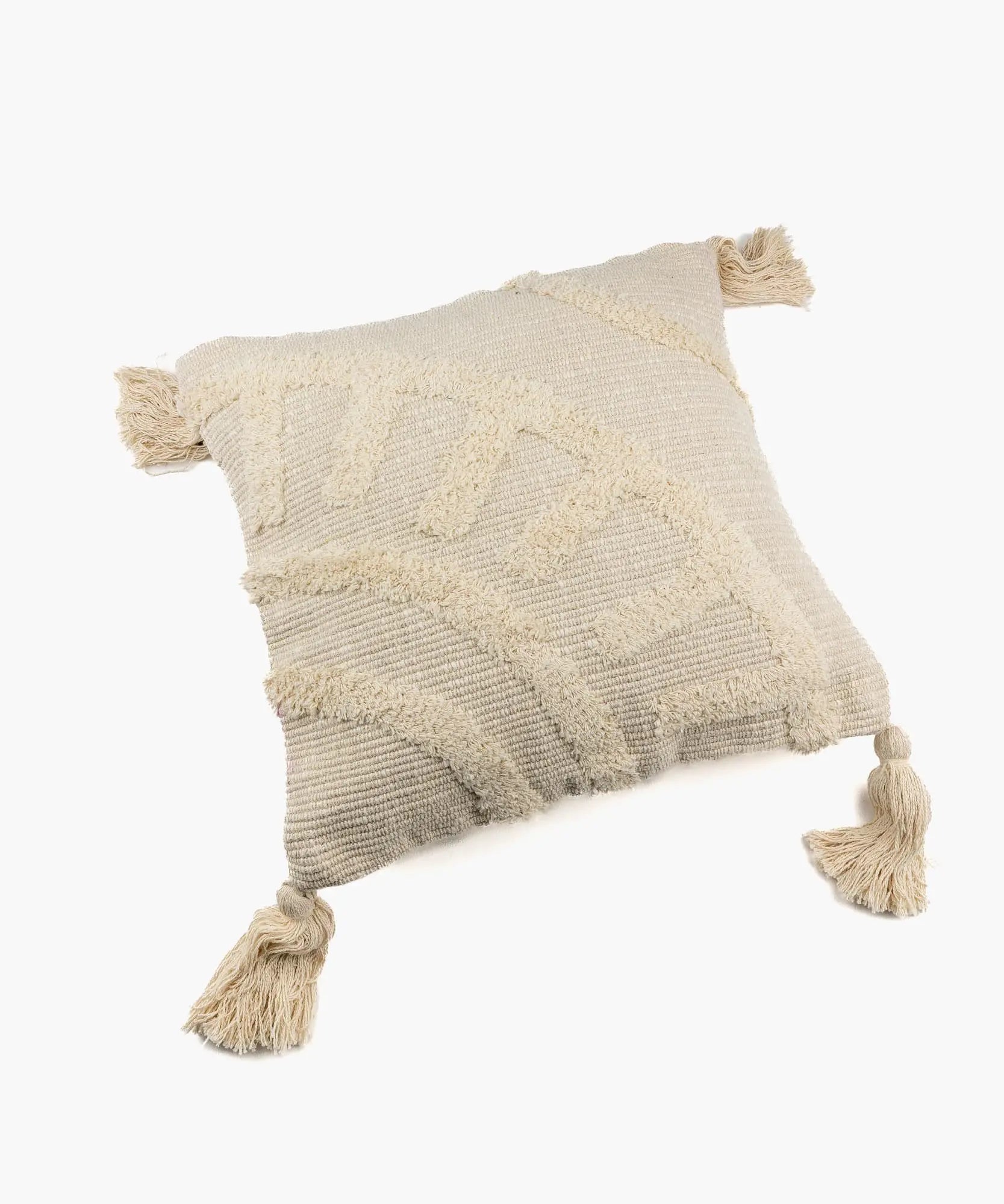 Funda Cojín Algodón Borlas Boho