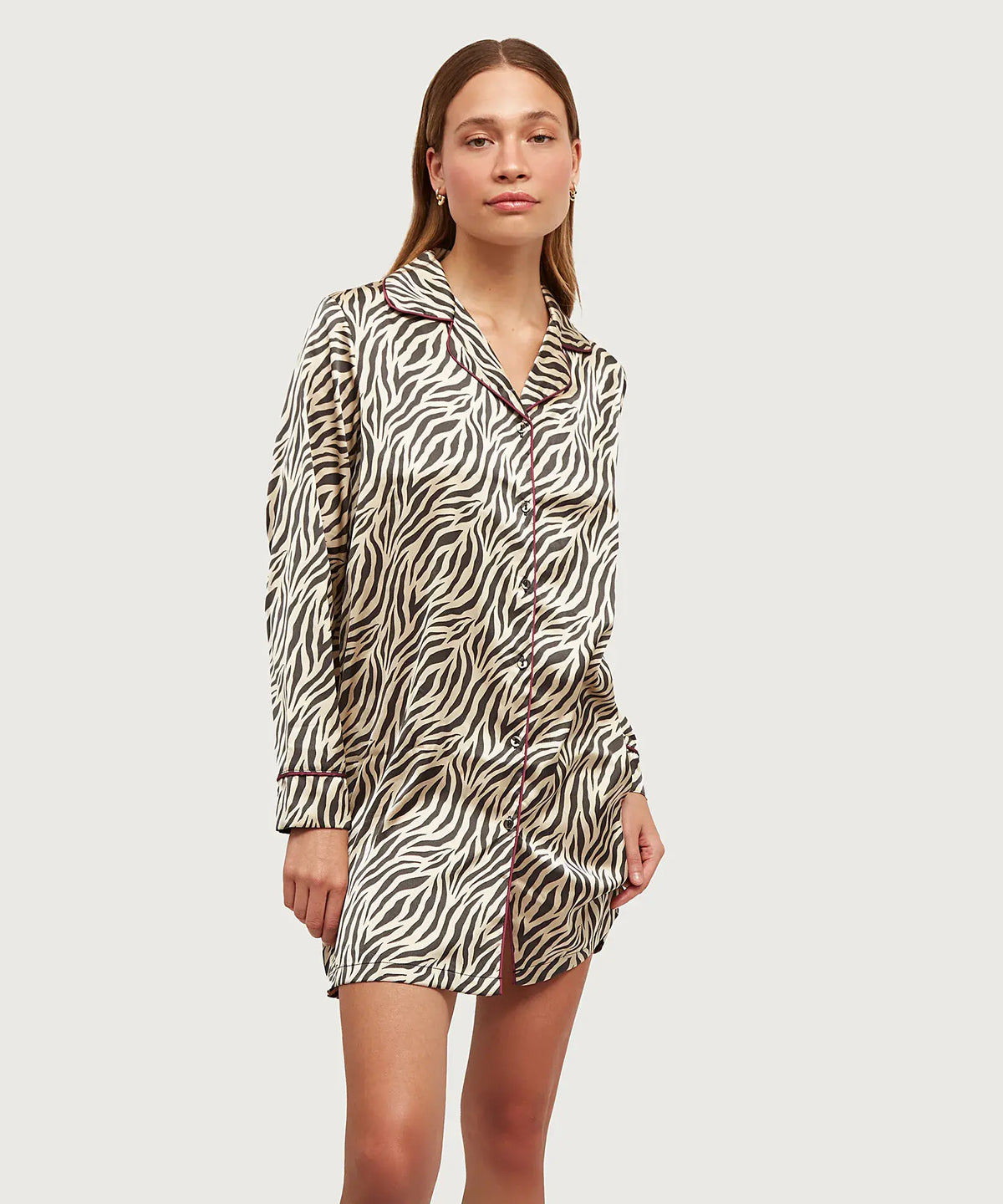 Camisa De Dormir Satinado Cebra Dreamy